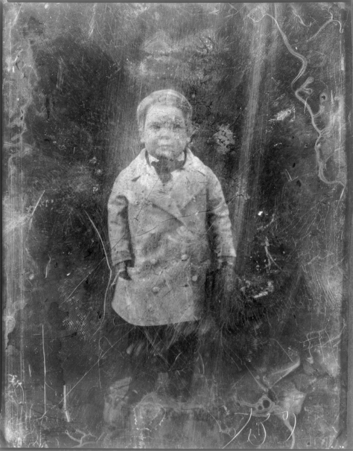 [Tom Thumb, full-length portrait, facing front, standing on table with tablecloth], [between 1844 and 1860] — historic photograph