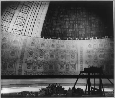 Dome of the Library of Congress under construction - interior