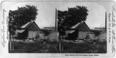 Bamboo hut and Bridge of Spain, Manila
