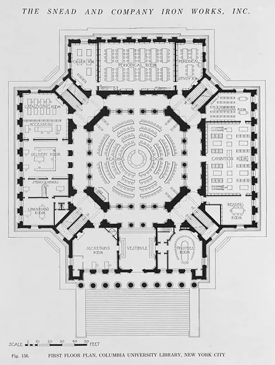 First Floor Plan, Columbia University Library, New York City