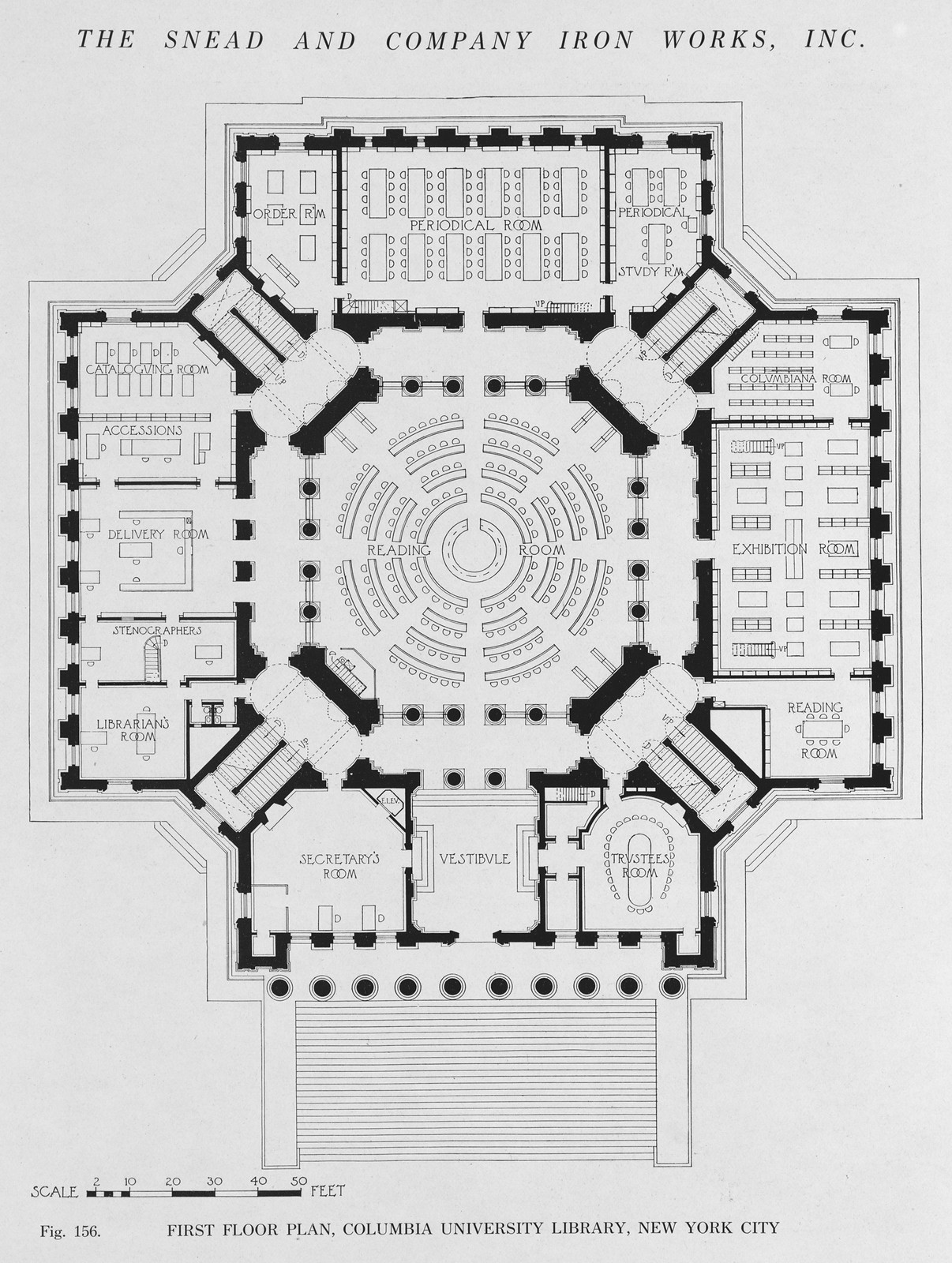 First Floor Plan, Columbia University Library, New York City — historic image