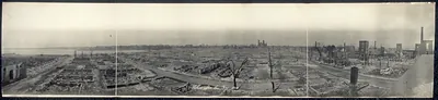Panoramic view of fire ruins in Salem, Massachusetts, 1914