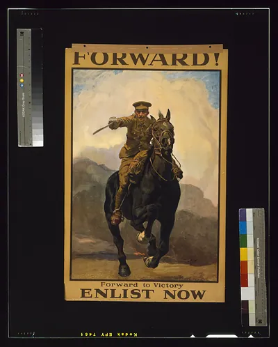 Forward! Forward to victory. Enlist now / L.K.W. ; printed by David Allen & Sons, Ltd., Harrow, Middlesex.