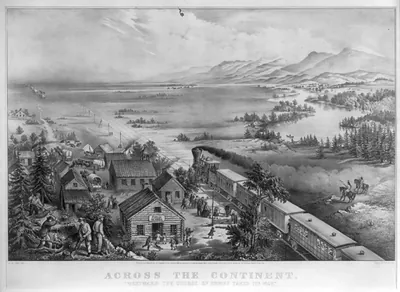 Vintage Americana Print - Across the continent - Antique Wall Decor Print