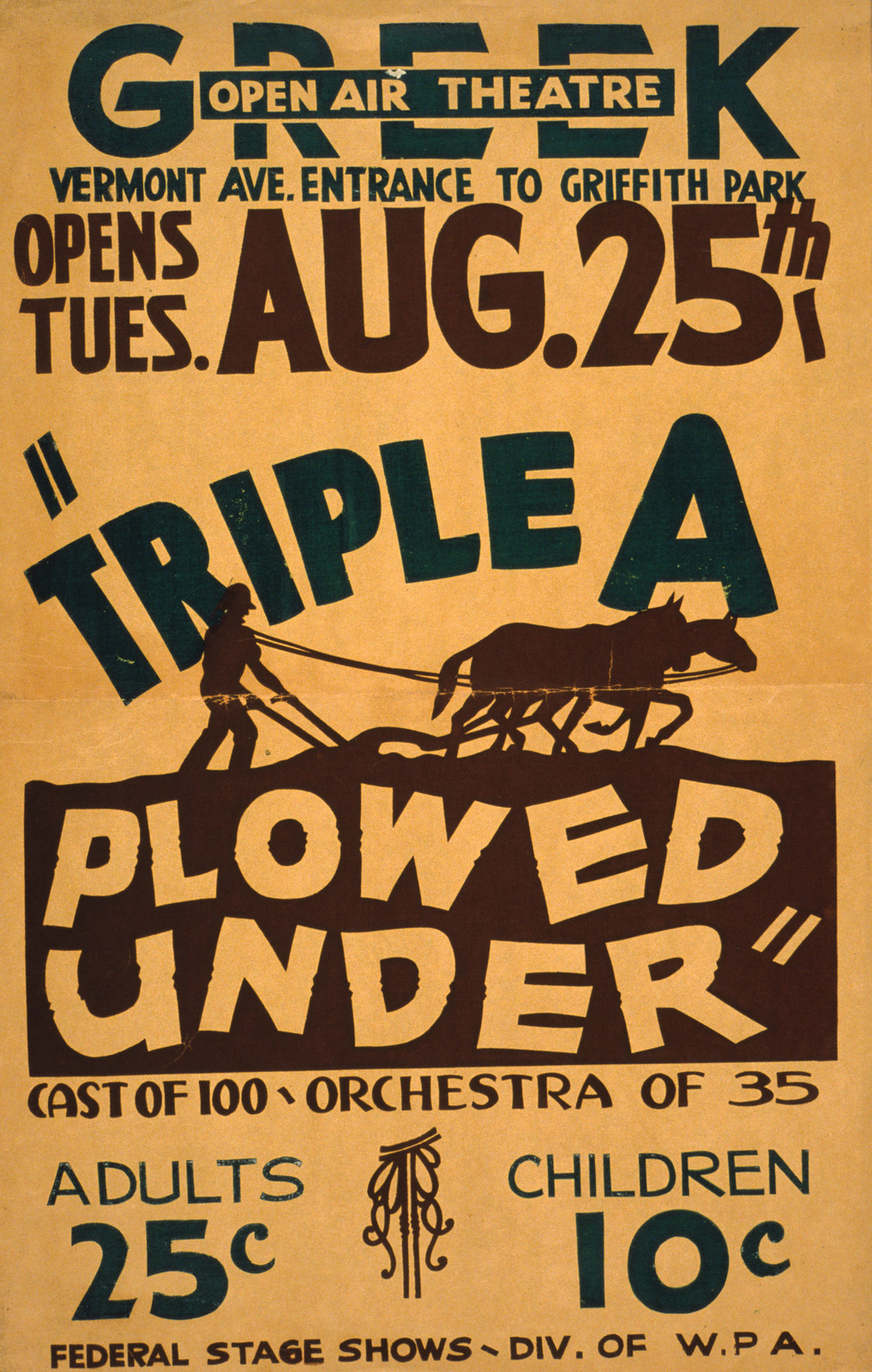 Triple a plowed under"", [California : Federal Art Project, 1936] — vintage poster