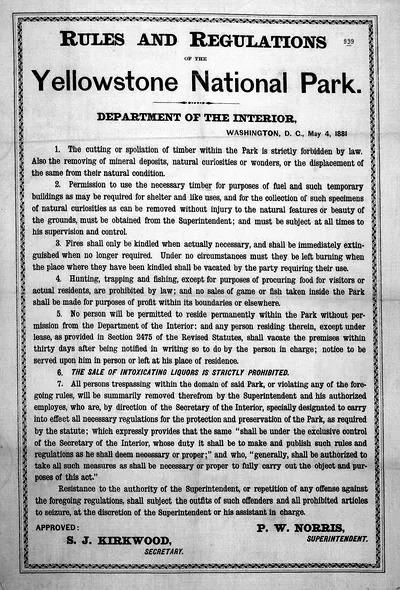 Rules and Regulations of the Yellowstone National Park