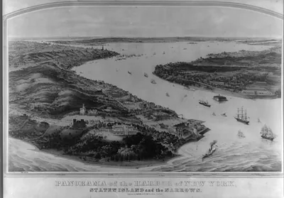 Panorama of the harbor of New York, Staten Island and the narrows