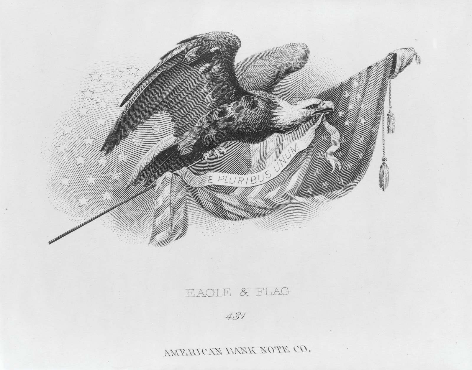 Eagle & Flag, c. 1850-1869 — antique engraving