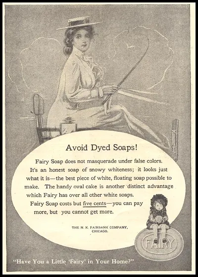Fairy Soap advertisement: Avoid Dyed Soaps!