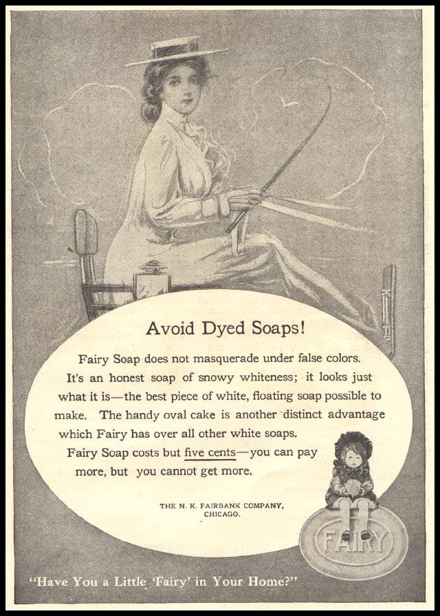 Fairy Soap advertisement: Avoid Dyed Soaps! — historic image