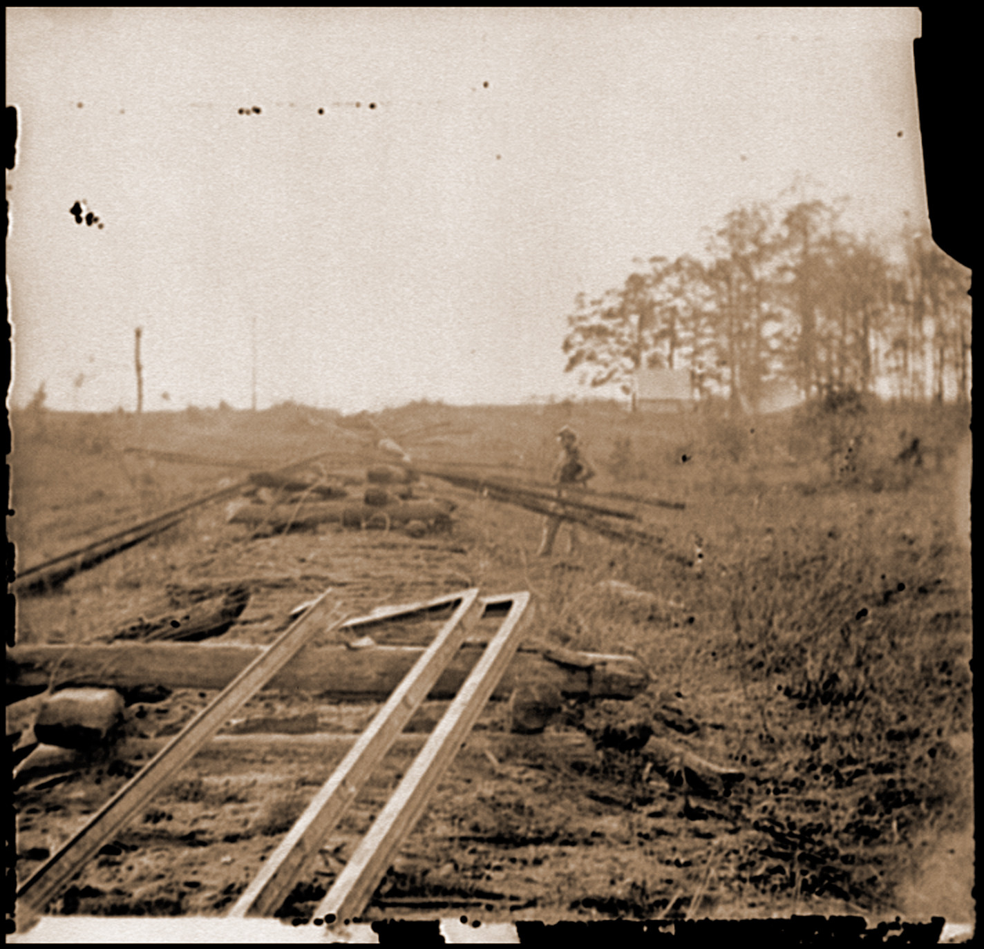 Virginia. Tracks of the Orange & Alexandria Railroad destroyed by the Confederates, 1863 — historic photograph
