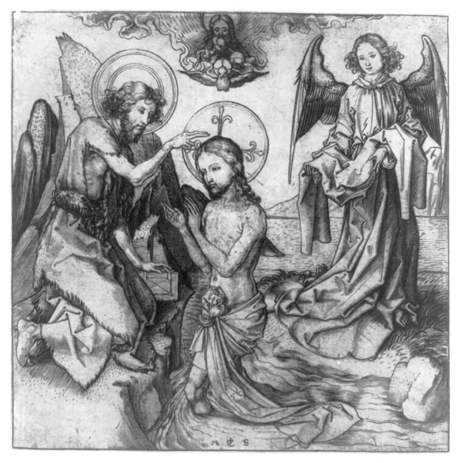 The Baptism of Christ, [14--?] — antique engraving
