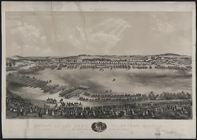 Review of the Mass. Volunteer Militia, panoramic lithograph