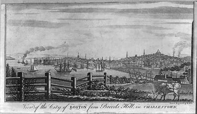 View of the city of Boston from Breeds Hill in Charlestown / del. & engraved by S. Hill.