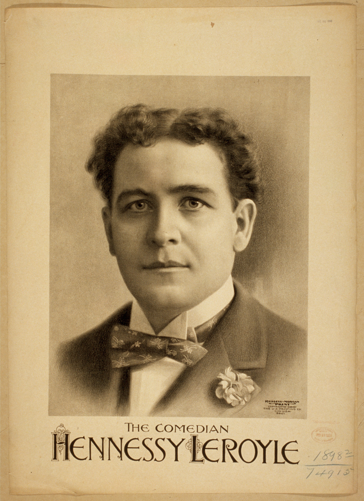 Hennessy Leroyle the comedian, 1898 — vintage poster