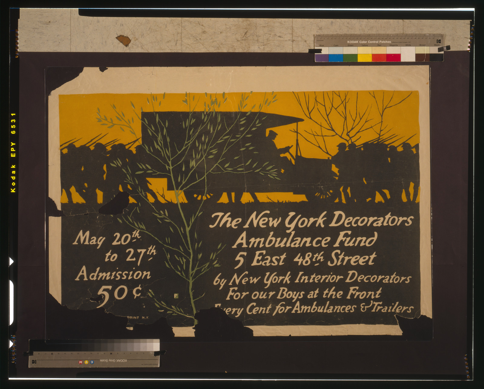 The New York Decorators Ambulance Fund--5 East 48th Street by New York interior decorators for our boys at the front--Every cent for ambulances & trailers., [1917] — vintage poster