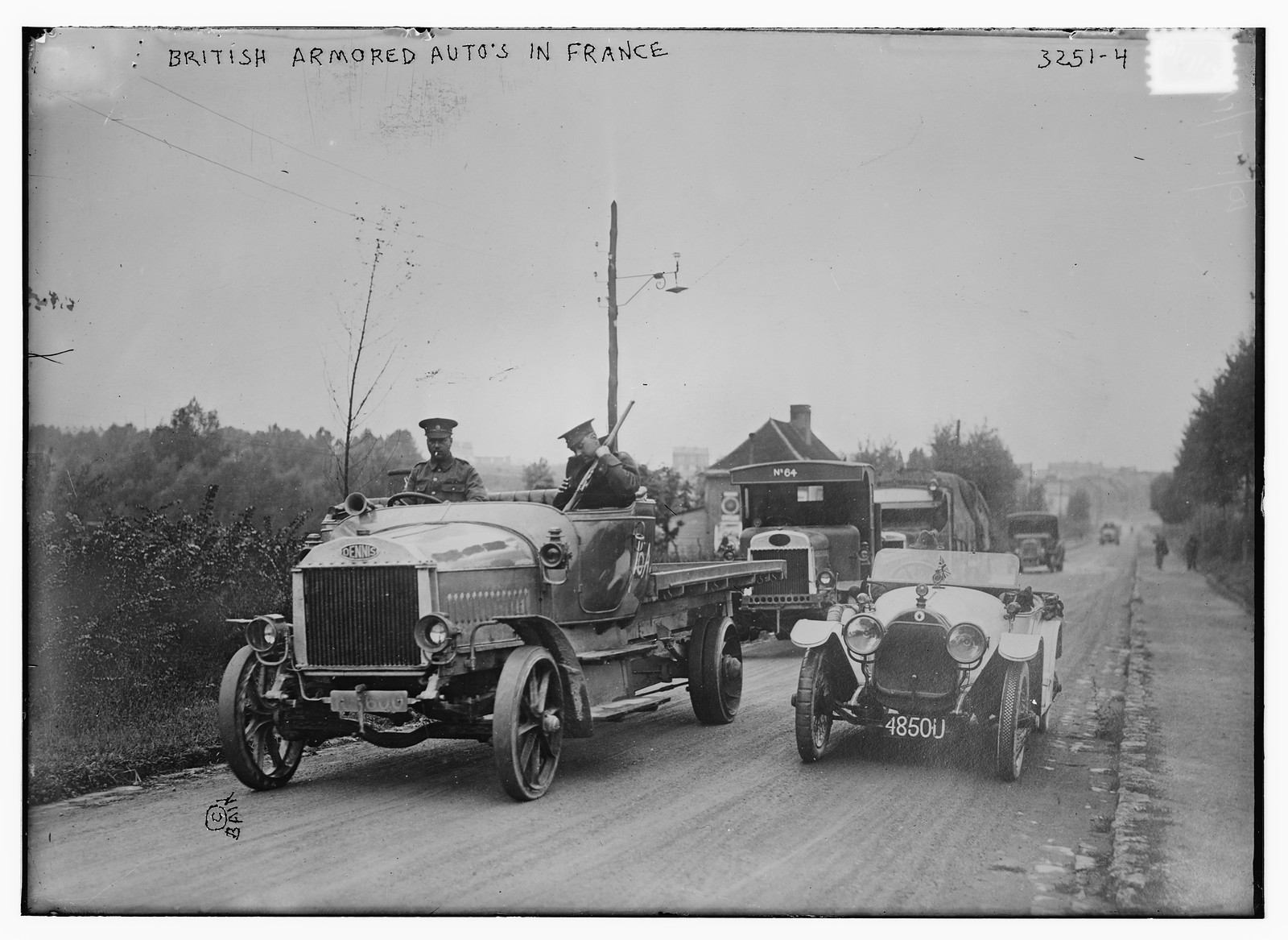 British Armored autos in Fr., n/a — historic photograph
