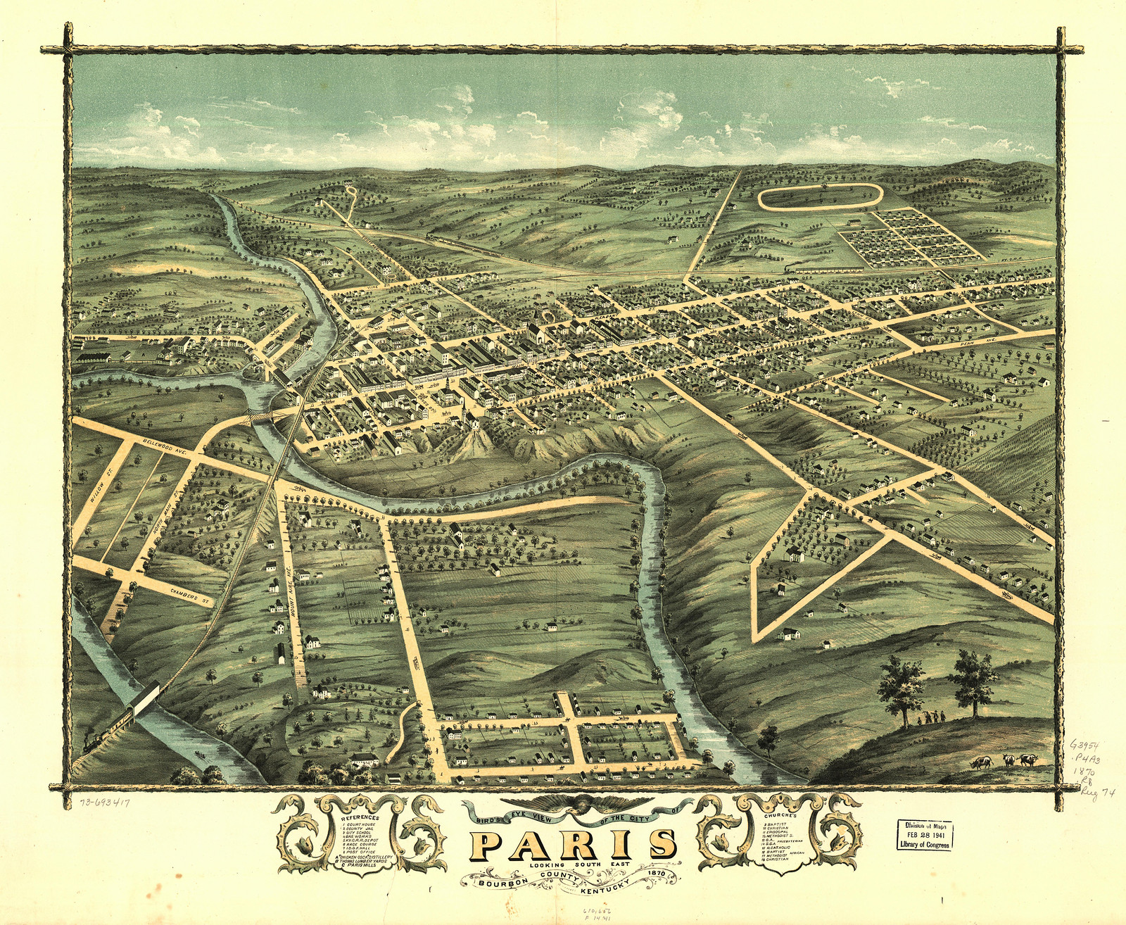 Paris, Kentucky, 1870, 1870 — antique map