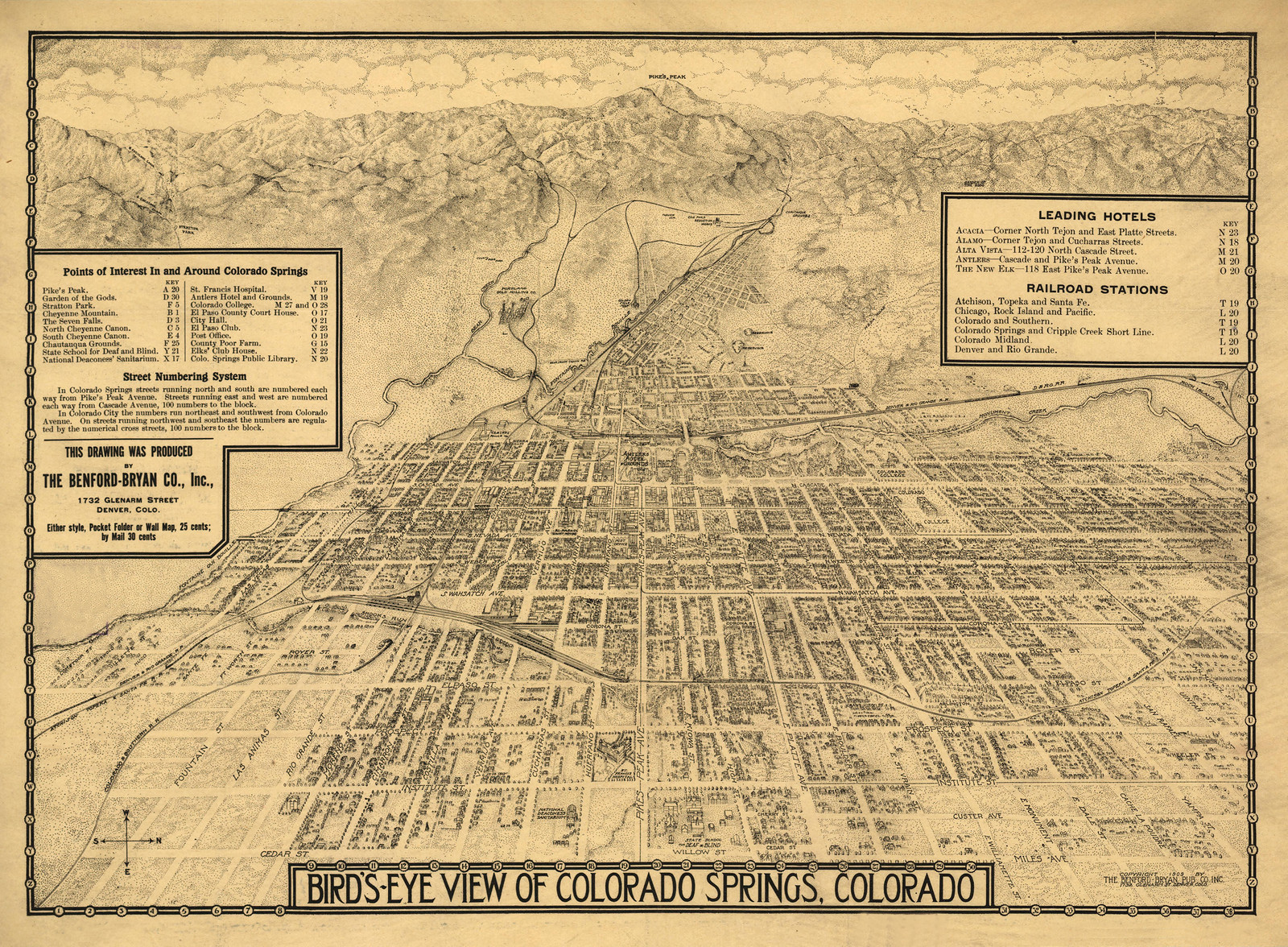 Colorado Springs, Colorado, 1909, 1909 — antique map