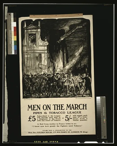 Men on the March Pipes Tobacco League / designed by Frank Brangwyn A.R.A. printed by The Avenue Press Ltd. Bouverie St. London England.