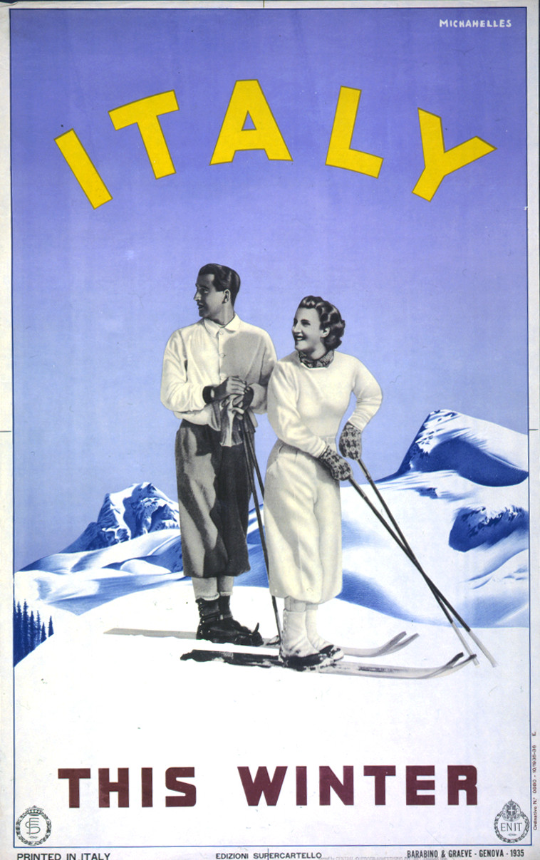 Italy this winter / Michahelles., Genova : ENIT, 1935. — vintage poster