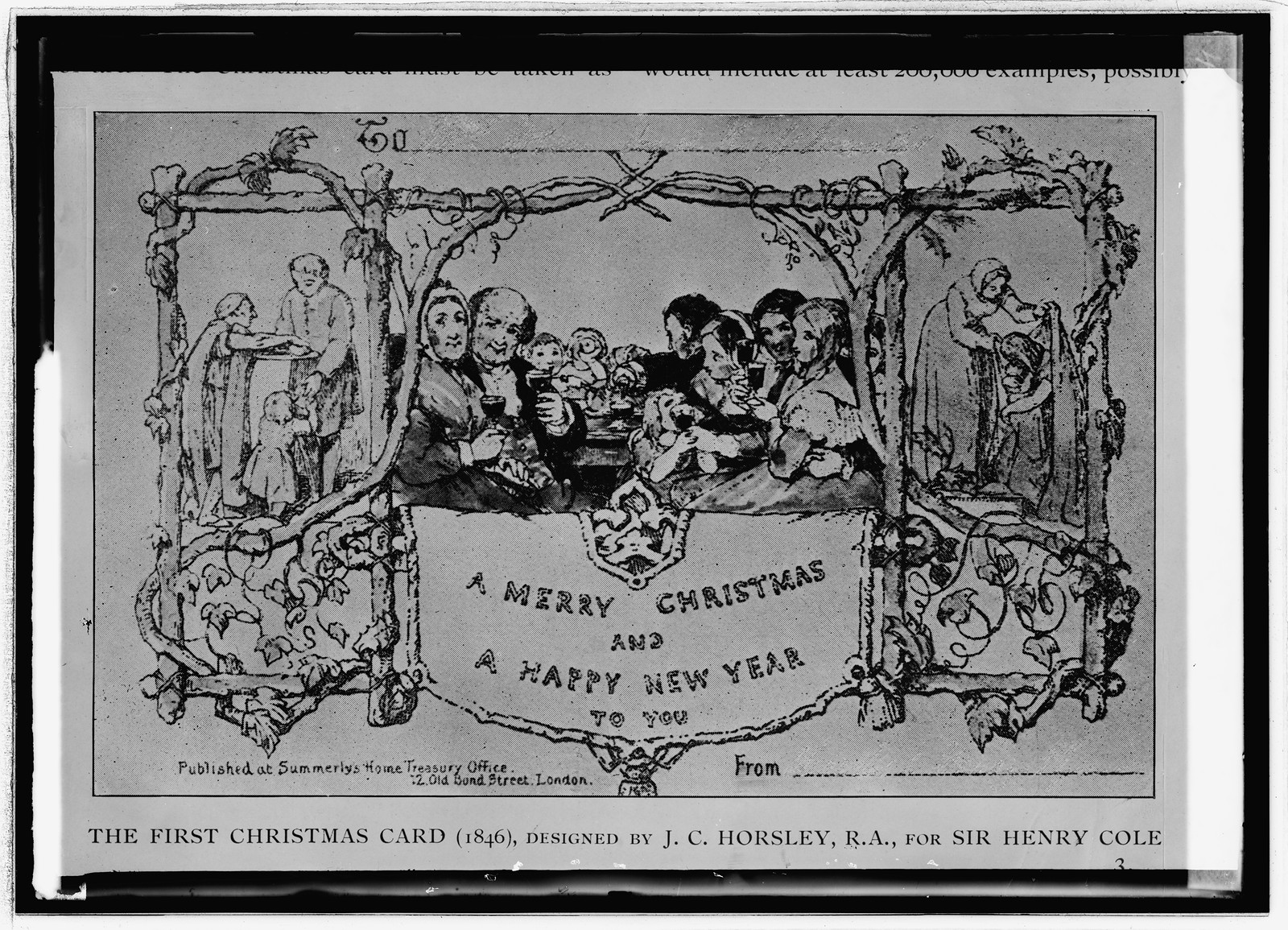 The First Christmas Card (1846) copy, 1846 — historic photograph