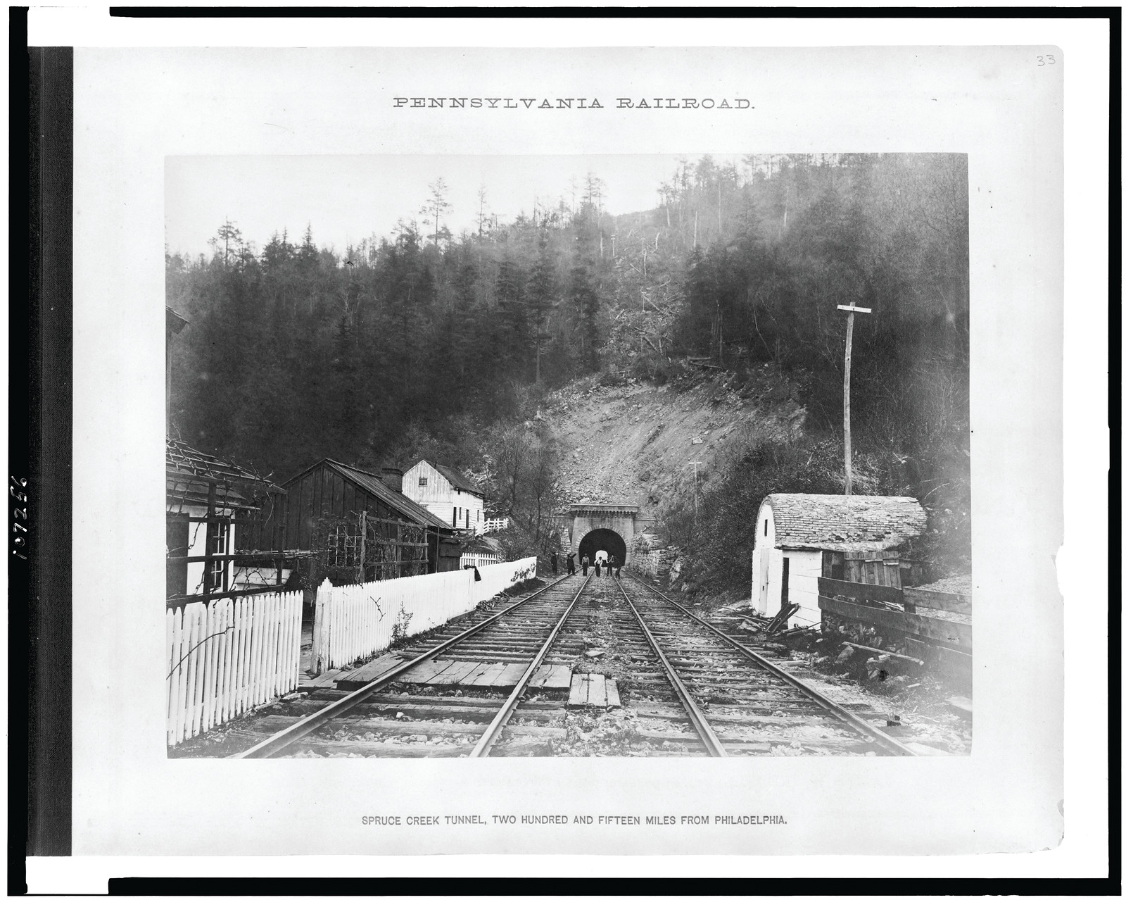 Pennsylvania Railroad. Spruce Creek Tunnel, two hundred and fifteen miles from Philadelphia, [1874?] — historic photograph
