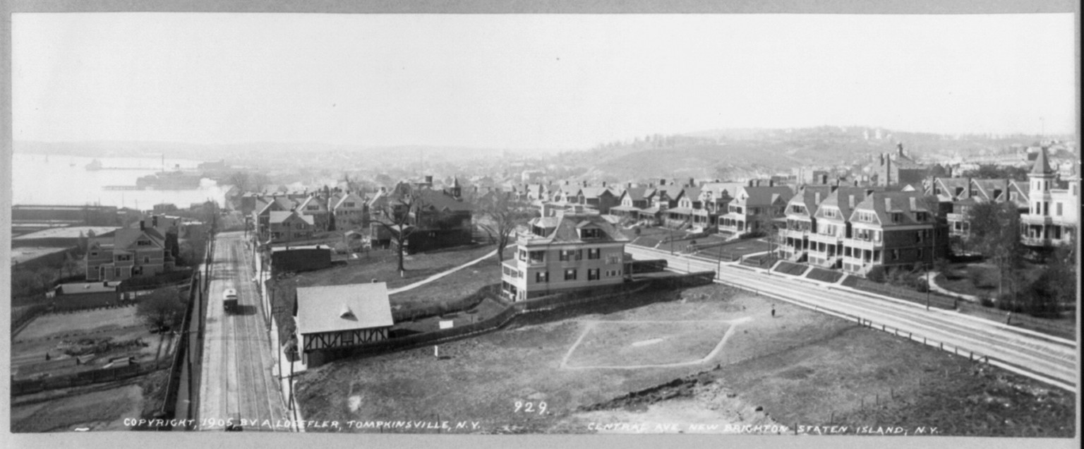 New Brighton, Staten Island, N.Y. [Bird's-eye view]: Central Ave., c1905. — historic photograph
