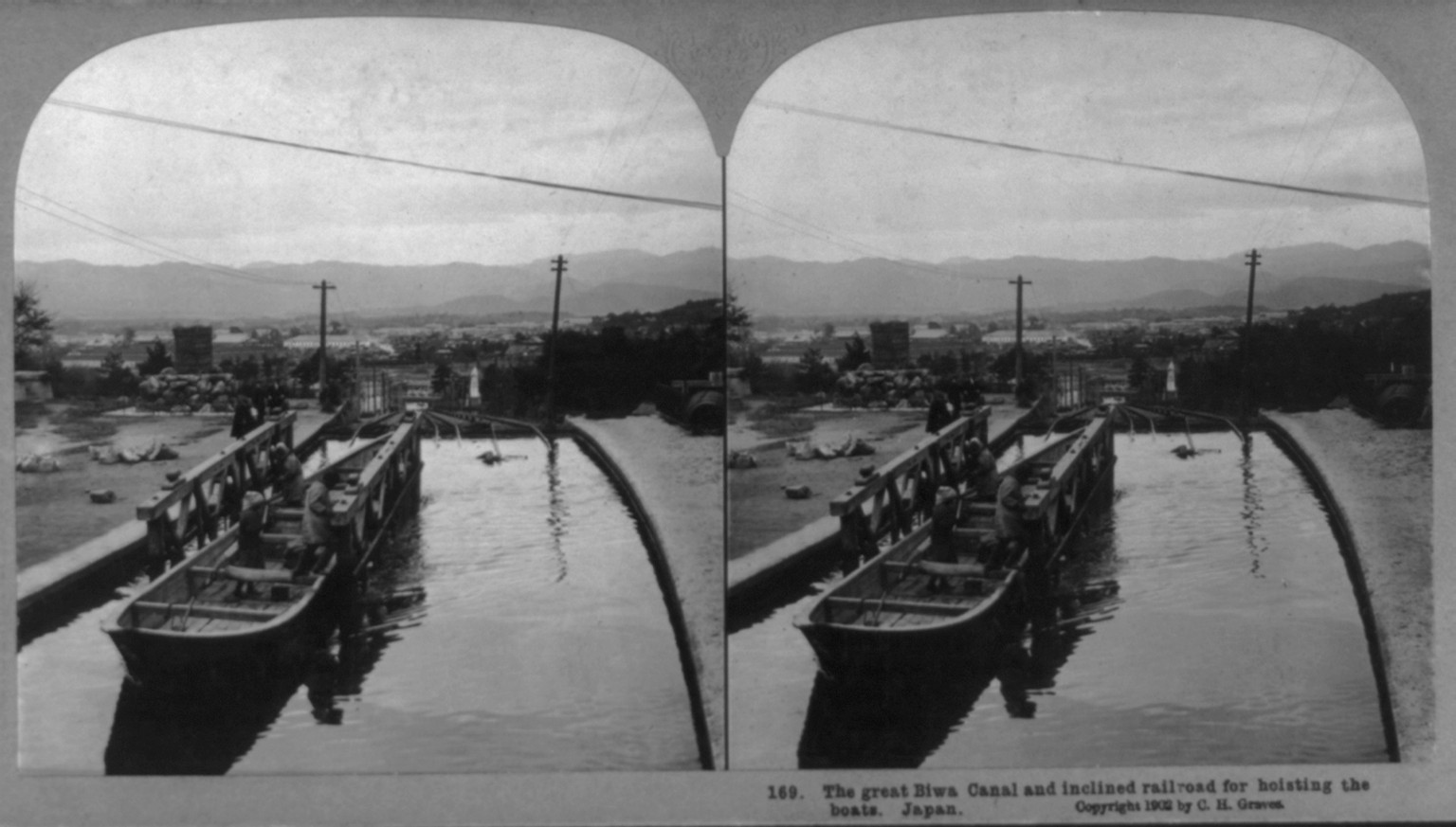 The great Biwa Canal and inclined railroad for hoisting the boats, Japan, c1902. — historic photograph