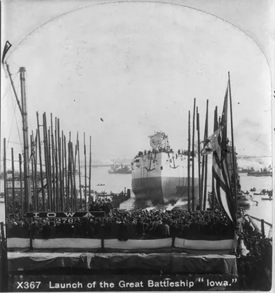 Launch of the great battleship IOWA