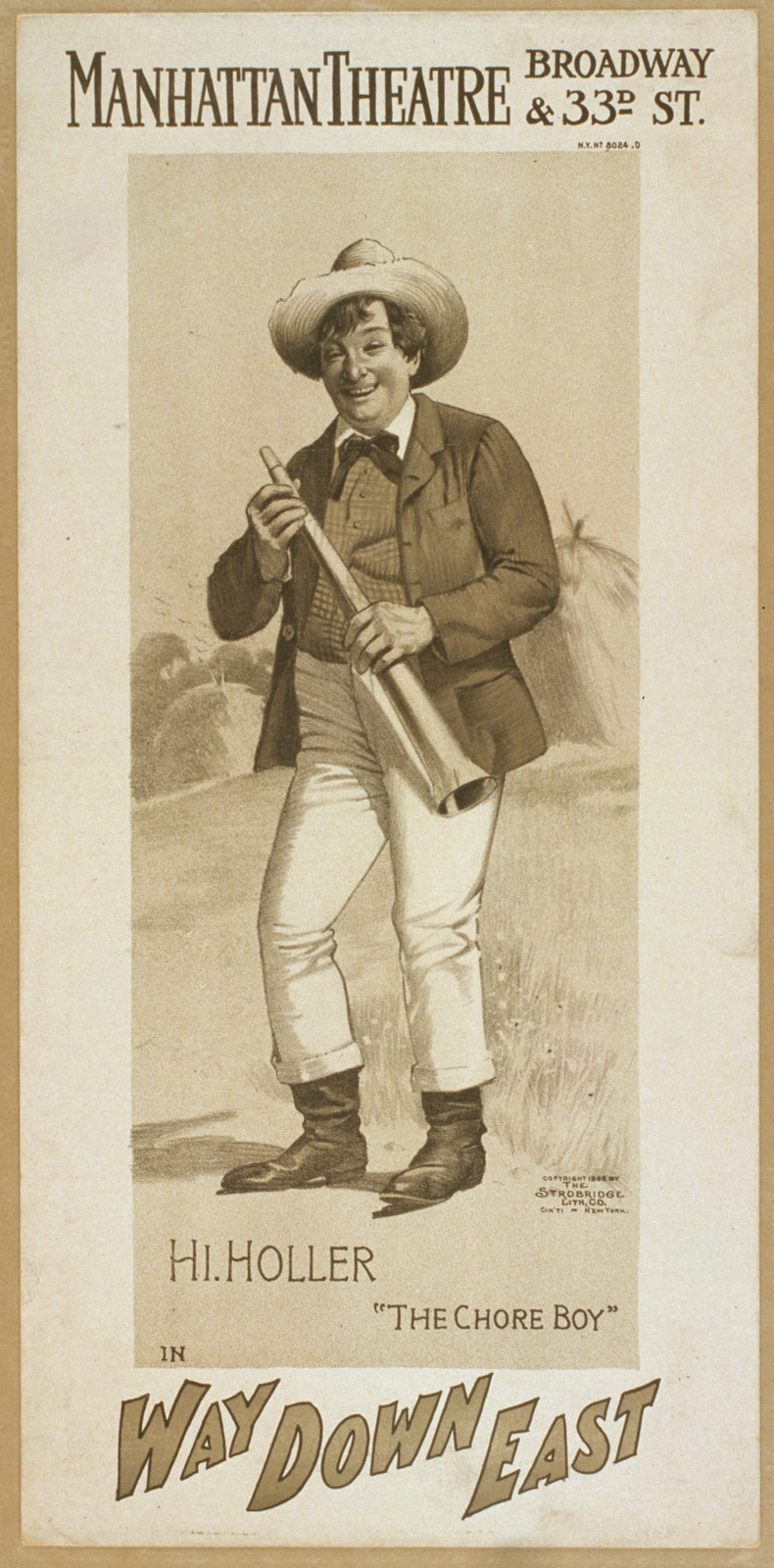 Hi. Holler in Way down East, 1898 — vintage poster