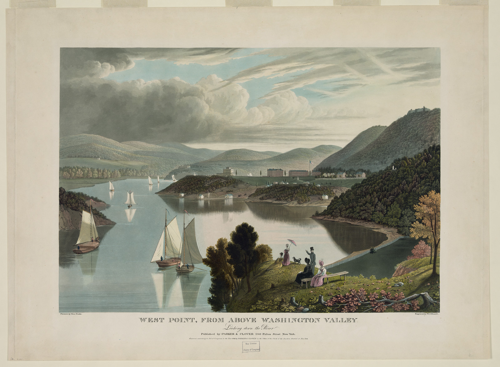 West Point, from Above Washington Valley, Looking Down the River — historic image