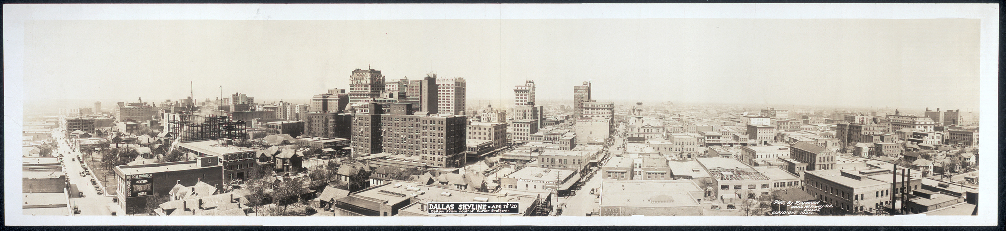 Dallas skyline, Apr. 1st, 20, from Butler Bros, Texas, 1920 — historic image