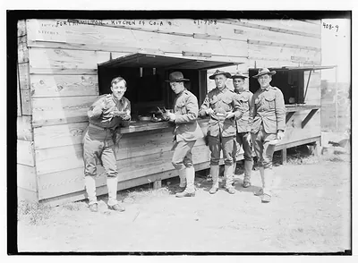 Fort Hamilton, soldiers of Co. A at kitchen