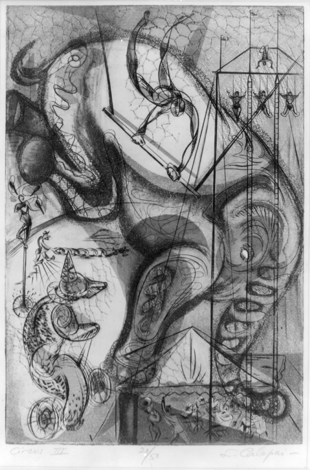 Circus, III — antique engraving