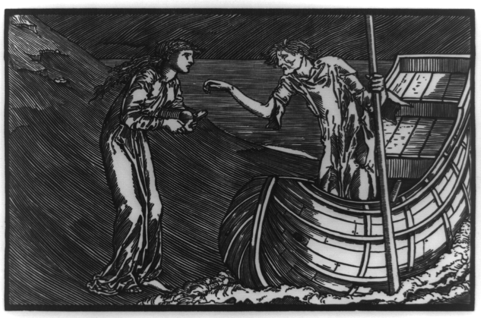 The story of Cupid and Psyche: Charon's fee, [between 1870 and 1896], c1974. — antique engraving