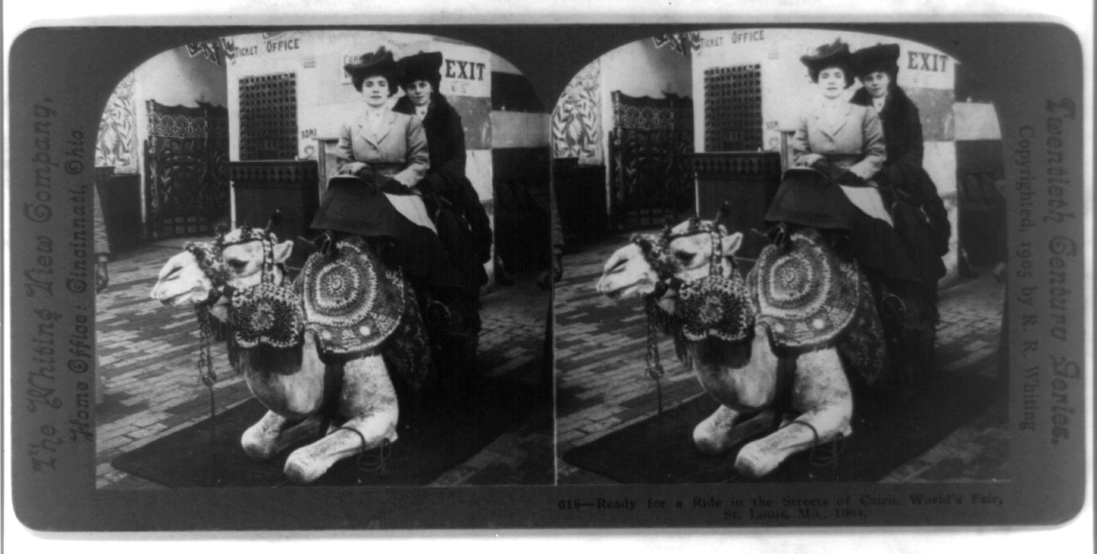 Ready for a ride in the streets of Cairo, World's Fair, St. Louis, Mo., 1904, Cincinnati, Ohio : The Whiting View Company, c1905. — historic photograph