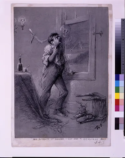 His attempt at suicide, - not due to remorse but J.J. / Th. Nast.