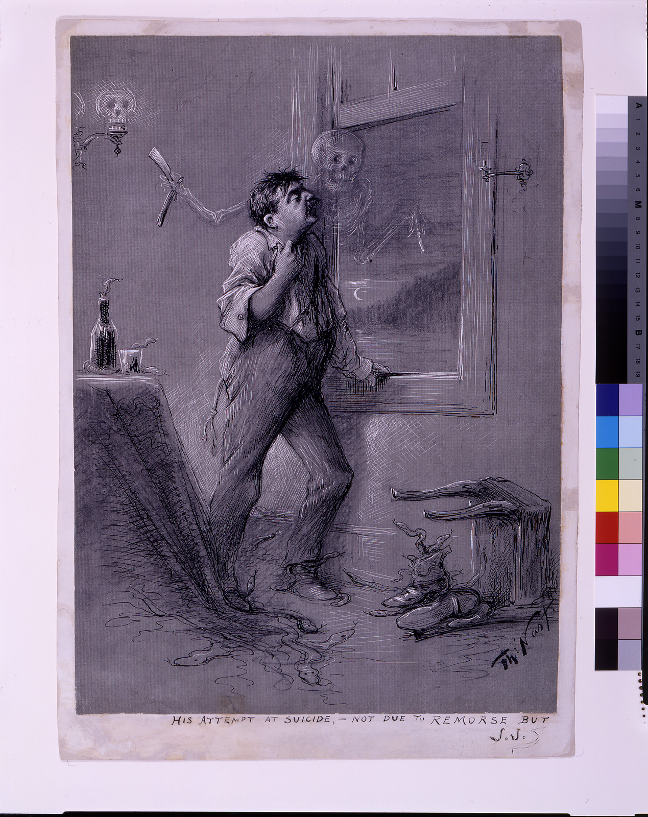 His attempt at suicide, - not due to remorse but J.J. / Th. Nast. — historic drawing