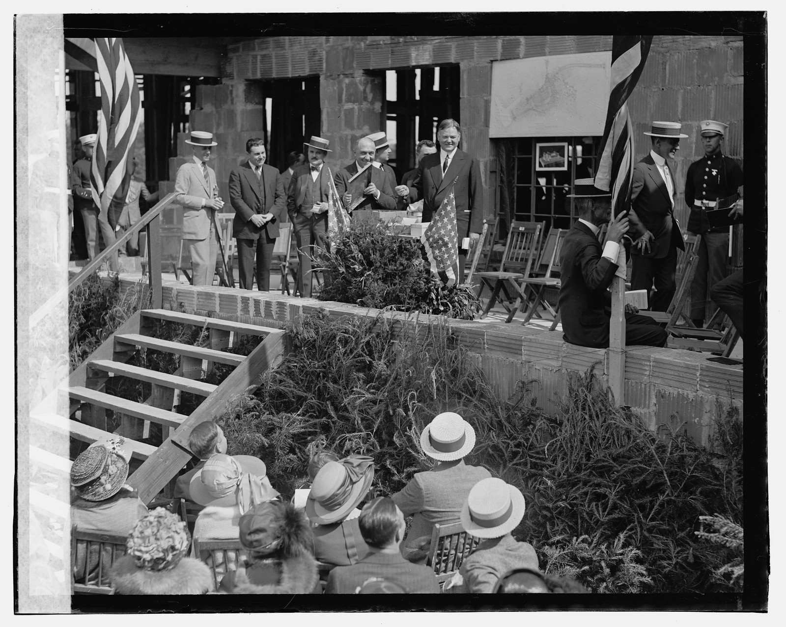 Hoover laying cornerstone, Congressional Club, 6/9/23, [19]23 June 9. — historic photograph