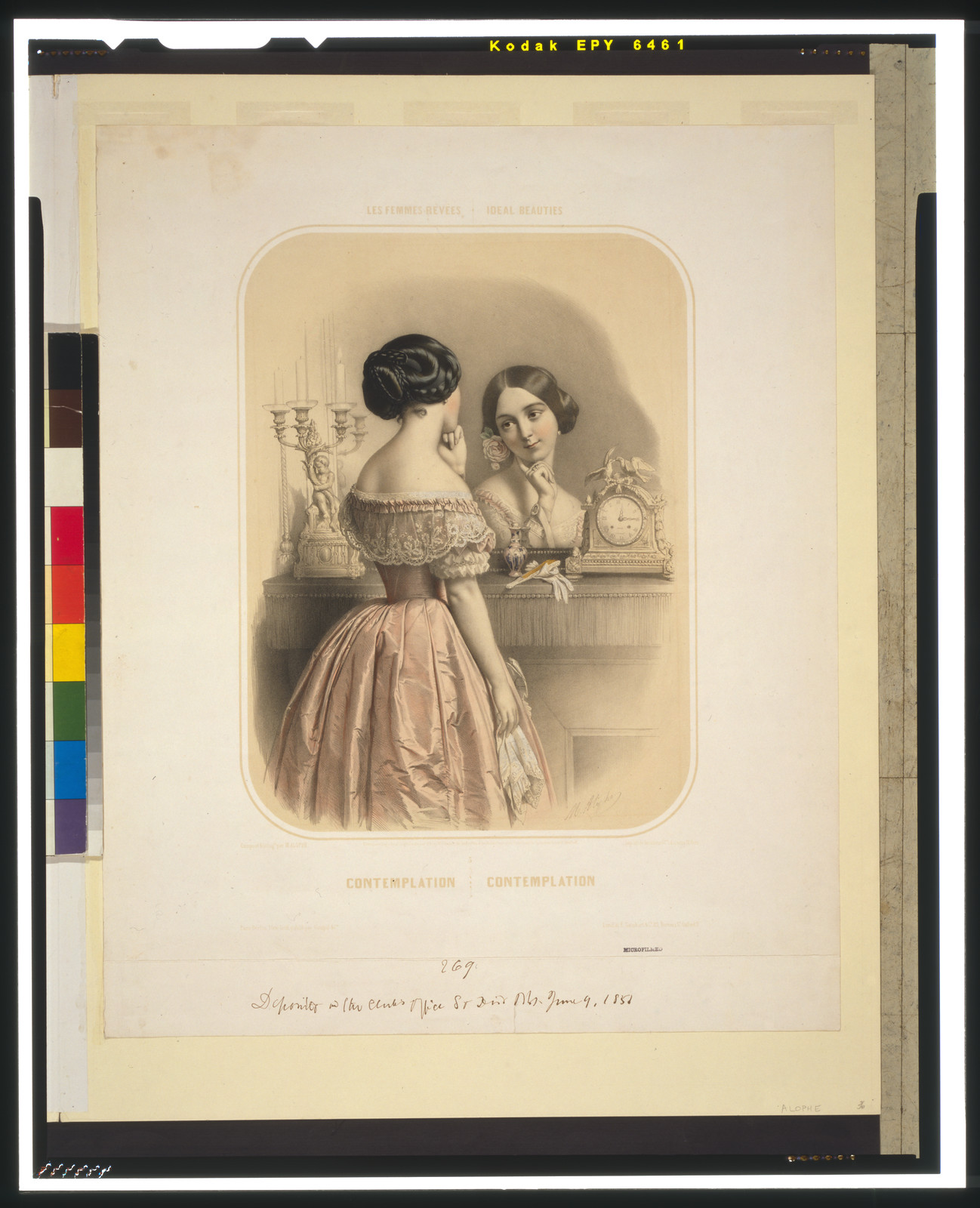 Le femme révées Ideal beauties ; Contemplation = contemplation / compose & lithog. par M. Alophe ; Imp. lith. de Jacomme & Cie., Paris ; Berlin ; New York : Publie par Goupil & Cie, c1851. — antique lithograph