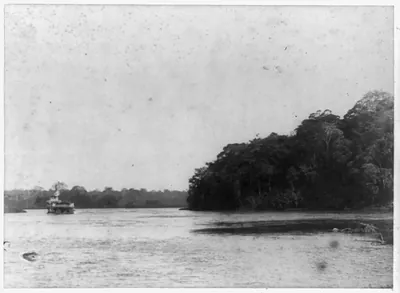 [River steamer Irma near Machuca Rapids, on San Juan River, in Nicaragua]