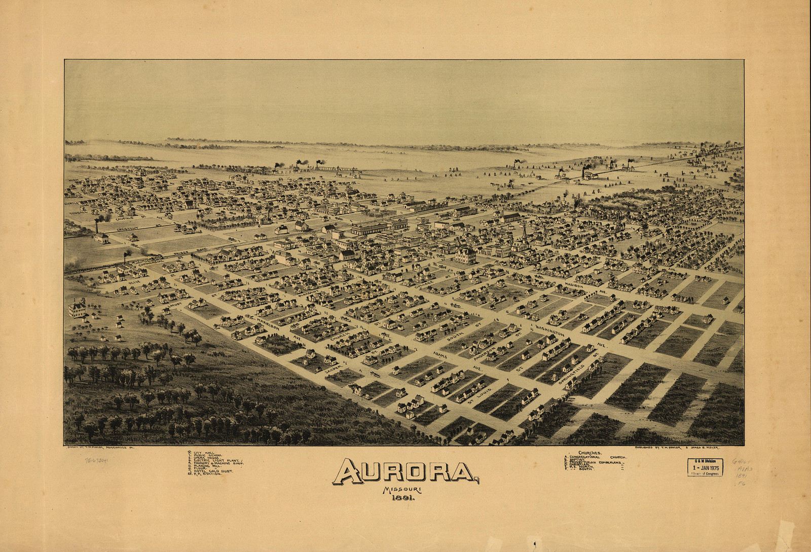 Aurora, Missouri, 1891, 1891 — antique map