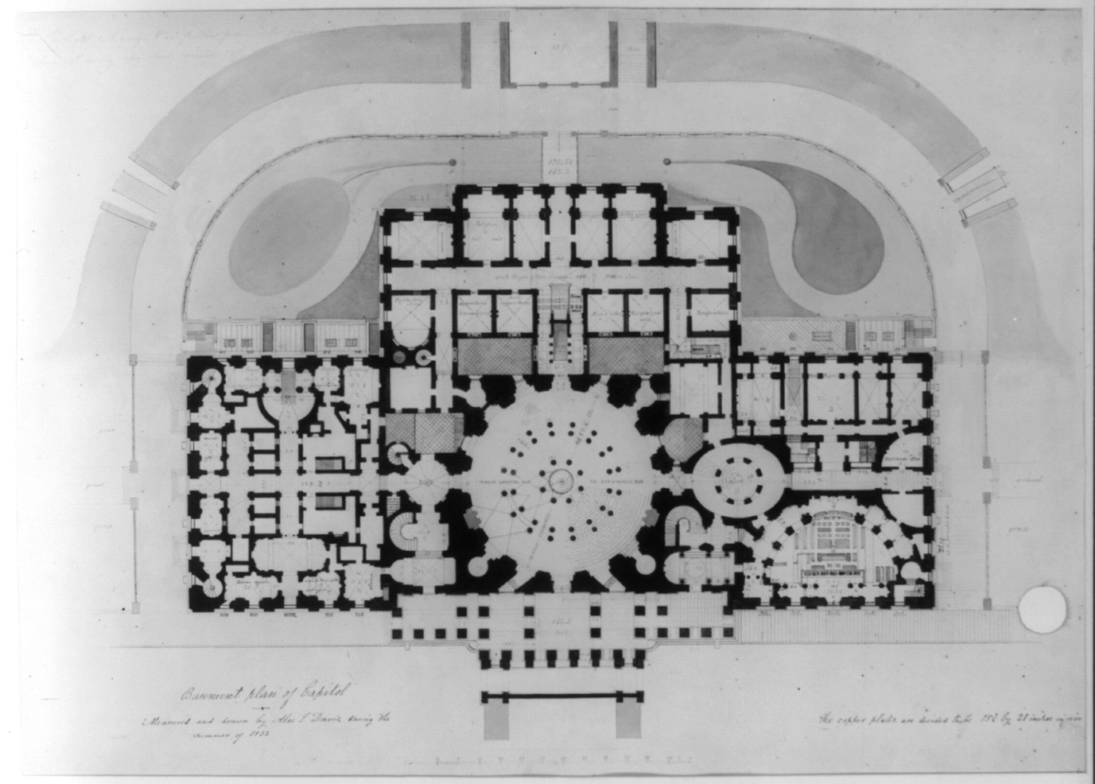 [United States Capitol, Washington, D.C. Basement floor plan], [between 1832 and 1834] — historic drawing