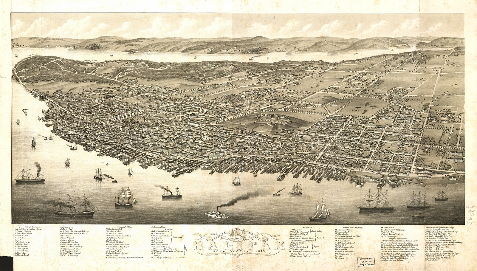 CANADA-Halifax-1879, 1879 — antique map