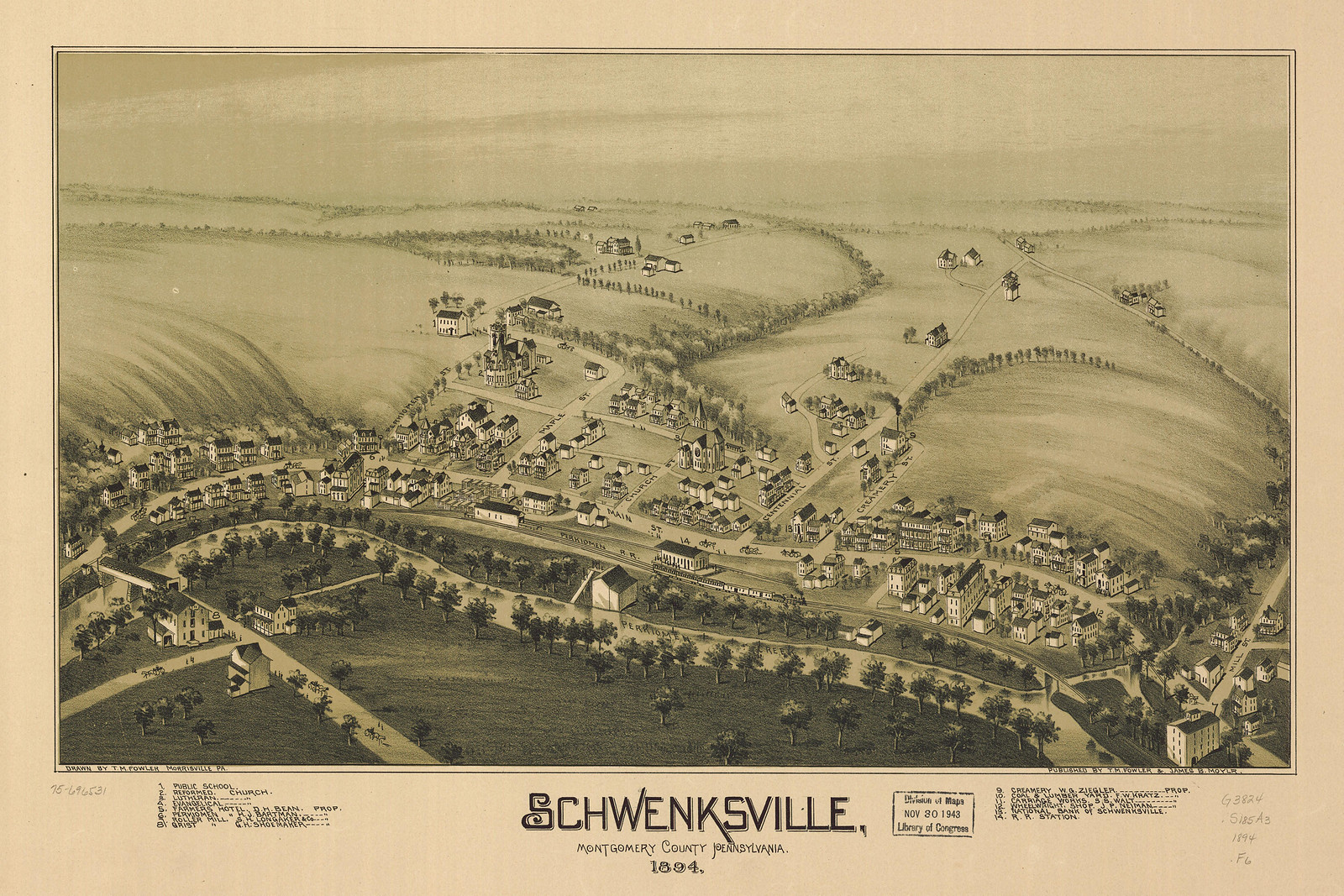 Schwenksville, Pennsylvania, 1894, 1894 — antique map