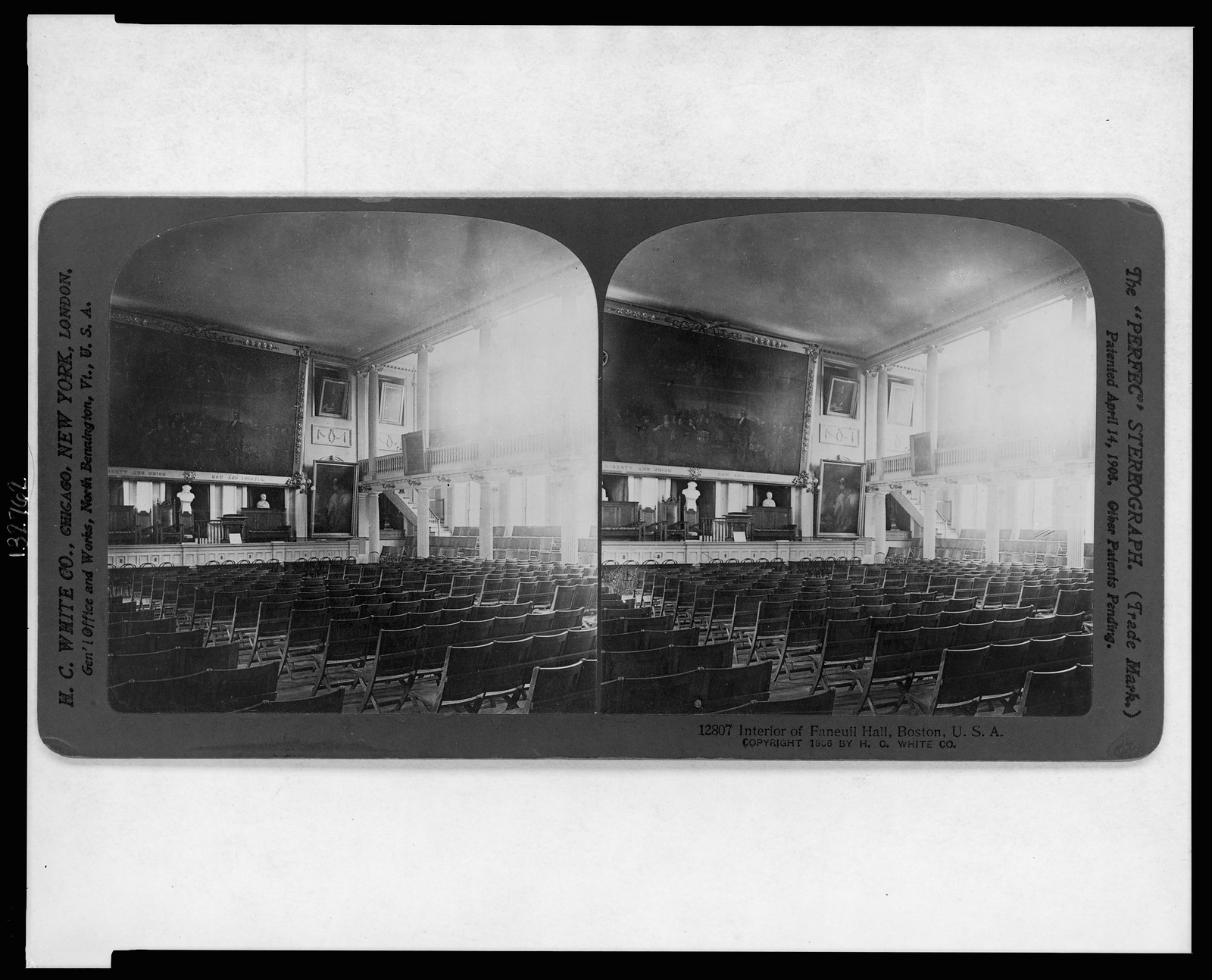 Interior of Faneuil Hall, Boston, U.S.A., Chicago ; New York ; London : H.C. White Co., c1907 Sept. 23. — historic photograph
