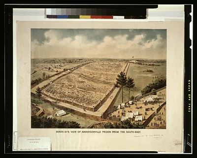 Bird's-eye view of Andersonville Prison from the south-east