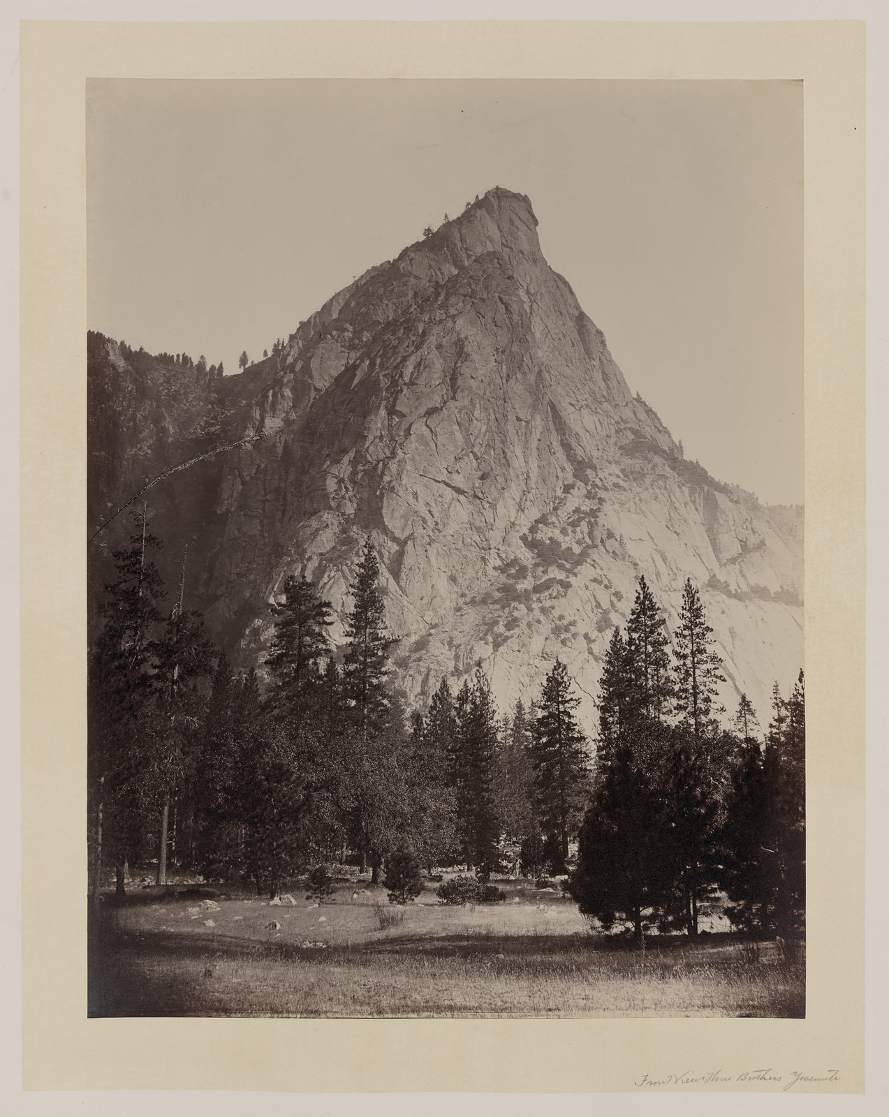 Front view, Three Brothers, Yosemite, [ca. 1865] — historic photograph