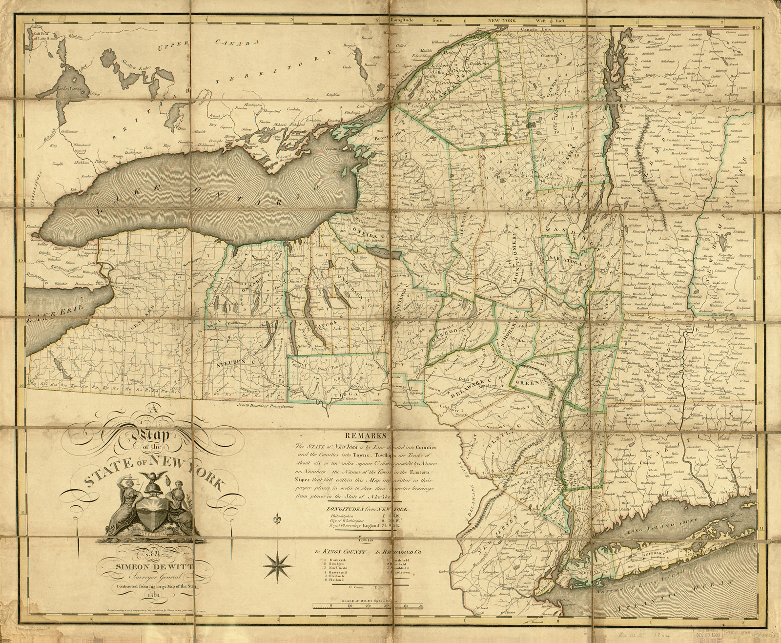 State of New York 1804, New York — antique map